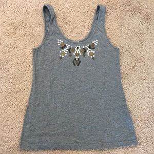 Gray cotton tank top with embellishments